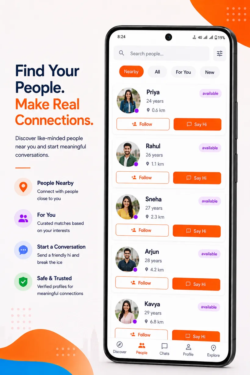Meet like-minded people nearby